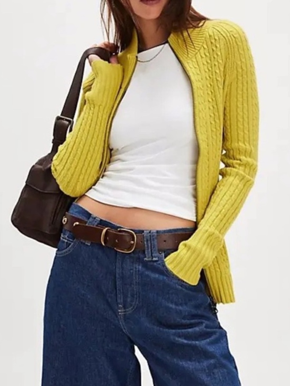 FREE PEOPLE Eliza Sweater in Chartreuse
